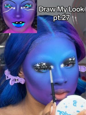 A post by @beatsbydeb on TikTok caption: who IS this diva?🌌 #drawmylook  Look drawn by: @navaehl33 💕 MAJOR DEETS⤵️ Contacts: Obsidian Grey & Violet @PinkyParadise  {LIQUIDS} Spectra Bases @Glisten Cosmetics LTD  Continuous Setting Spray @Morphe Cosmetics  Water Activated Liners @beatsbydebcosmetics  SFX Paint Stick (black) @NYX Professional Makeup  {POWDERS} Flour Translucent Setting Powder @Beauty Bakerie Makeup  Spectra Powders @glisten_cosmetics  Festival Of Colors Palette @Makeup Toyz Cosmetics⭐️  Colors for Dayz Palette @BeatsByDeb Cosmetics  Blend My Everything Brush @beatsbydebcosmetics
