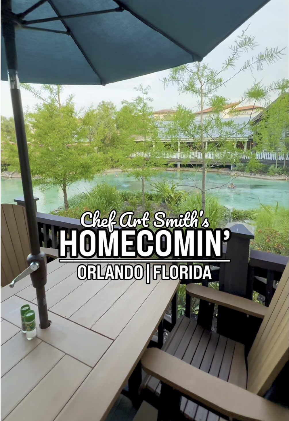 A post by @thingstodo.florida on TikTok caption: Enjoy Southern Floridian cooking and local ingredients along the water at Chef Art Smith's Homecomin' Florida Kitchen! Located at Disney Springs in Orlando, Florida, this southern eatery offers amazing southern favorites like Fried Chicken & Doughnuts, Shrimp & Grits, Country Fried Steak, and much more! Next time you're hungry in Orlando, check out Chef Art Smith’s Homecomin’ Florida Kitchen at Disney Springs in Walt Disney World! 😋🍗🍤 • • • • • #chefartsmithshomecomin #disneysprings #orlando #centralflorida #orlandoeats #southernfood #friedchicken #visitorlando #thingstodoinorlando