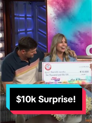 A post by @kellyclarksonshow on TikTok caption: SURPRISE! Charleston's one-of-a-kind Reynolds Laundromat gets $10,000 and a lifetime supply of @ARM & HAMMER Laundry for their free laundry days!