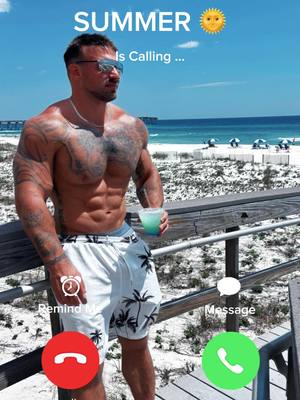 A post by @nottattedfire on TikTok caption: Summer is calling ☀️🏖️#summeriscalling #muscle #tattoos #abs #fyp #model #beach 