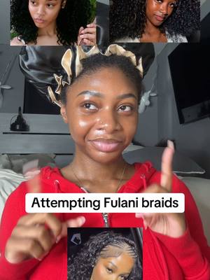 A post by @jada.tiara1 on TikTok caption: Attempting Fulani braids on my natural hair… was this a fail?! 🫣💕 #fulanibraids #fulanibraidsstyle #naturalfulanibraids #fyp #jaydawaydabraids 