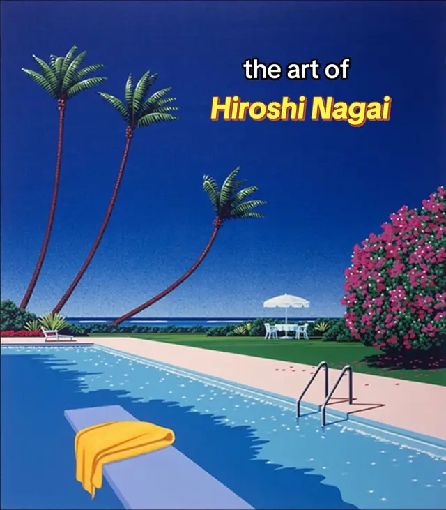 A post by @chillezy on TikTok caption: Hiroshi Nagai (Japanese: 永井博, born December 22, 1947) is a Japanese graphic designer and illustrator, known for his cover designs of city pop albums in the 1980s, which established the recognizable visual aesthetic associated with the loosely defined music genre. hope you enjoy the vibes of this one! #Art #cool #slideshow #targetaudience #share