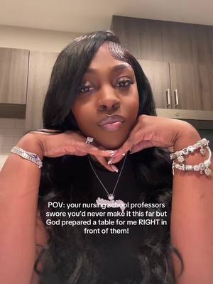 A post by @nursebrat on TikTok caption: Psalm 23:5 in REAL life! >>> My God does not play ok!  Nursing school bullies are so unnecessary like what 😭 That’s why you should always be kind to people.. you really never know when you’ll see them or need them again!  #nursebrat #blacknurse #nurselife #amirahali #nursebratlife #nursesoftiktok #travelnurse #travelnurselife #ernurse #ernurselife #nursetok #nursetiktok #blacknursesoftiktok #blacknursetiktok #registerednurse #blackgirltiktok #blackgirlluxury #nursehumor 