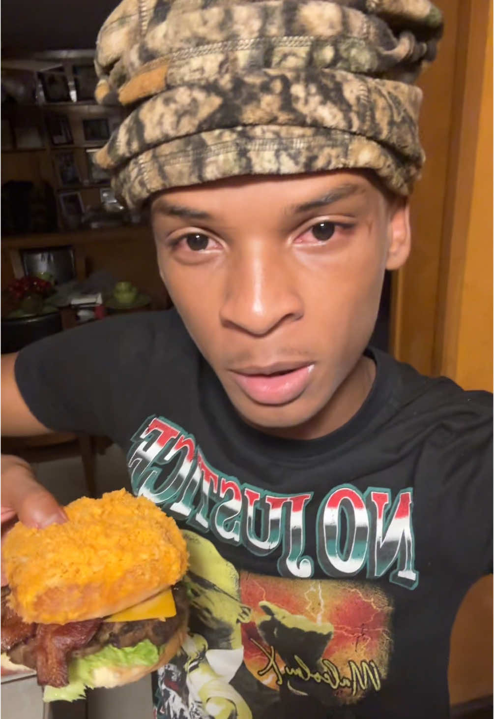 A post by @64krazy on TikTok caption: burger & frie with the smacked bro.. #foryoupage #fyp #viral #burger #frie 