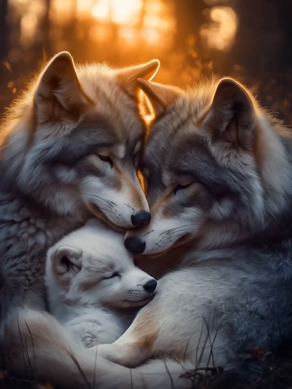 A post by @irur_dreamer on TikTok caption: Family 🩶🐺🤍  #wolf #wolves #wolfpack #wolfcub #family  #lovestory #ai #irur_dreamer 
