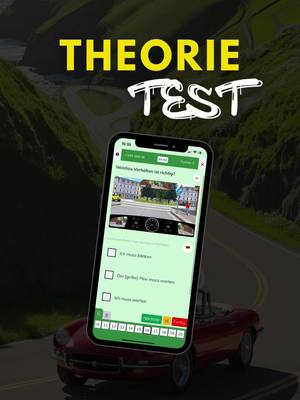 A post by @theoriefuchs on TikTok caption: 🚀 Theorieprüfung-Test!  #fahrschule #quiz #führerschein 