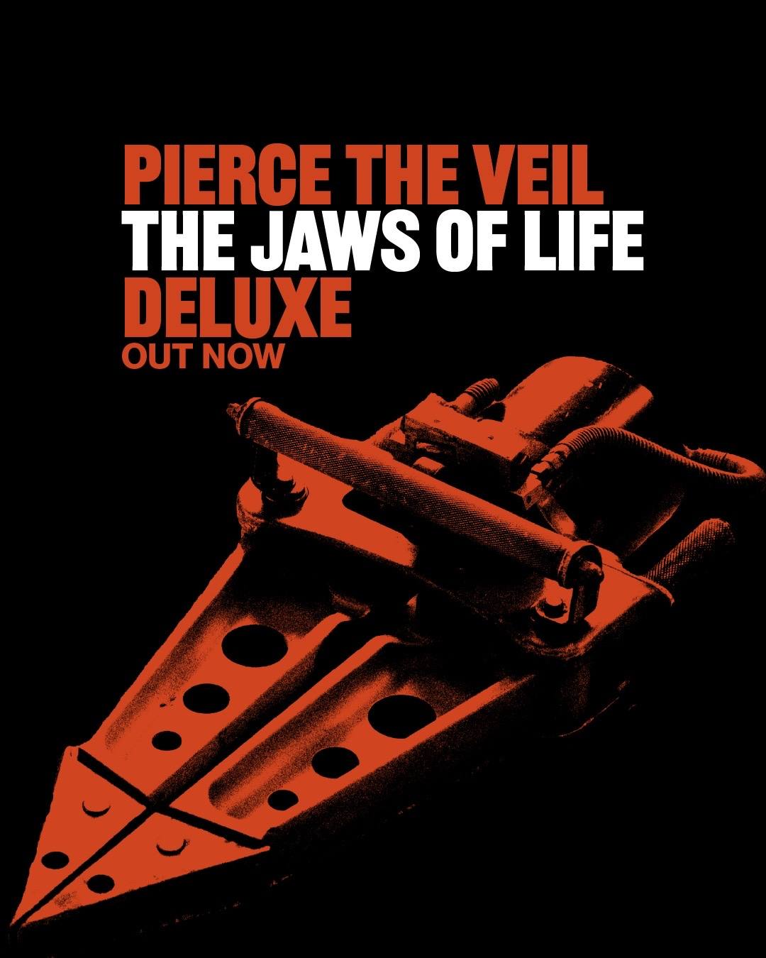 A post by @piercetheveil on TikTok caption: THE JAWS OF LIFE DELUXE FT. “KISS ME NOW” AND “KARMA POLICE” OUT NOW ON STREAMING. VINYL PRE-ORDERS AVAILABLE NOW. 