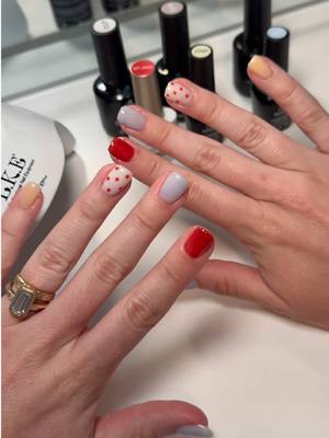 A post by @alyssarayelee on TikTok caption: First summery set of the season!! So excited for summer nails!! #buildergelnails #nailsathome #gelnails #nailart #summernails 