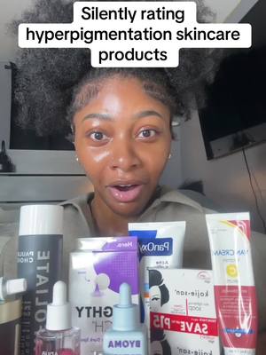 A post by @jada.tiara1 on TikTok caption: Silently rating skincare products that helped with my hyperpigmentation 👀💕 #SkinCare #silentlyrating #hyperpigmentation #fyp 