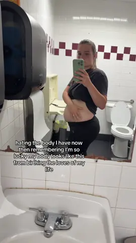 A post by @ on TikTok caption: to all the mommies hating their body postpartum our babies don’t care what we look like #happymothersday 