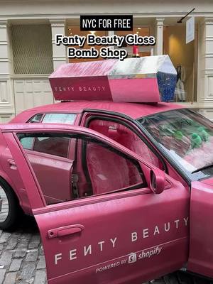 A post by @nycforfree on TikTok caption: Fenty Beauty Gloss Bomb Shop 💄 @fentybeauty Gloss Bomb is taking over @Shopify! Enjoy a claw machine (first 200 daily, can win a gloss), surprise giveaways throughout the day, the cutest photo opps, limited edition shades, gifts with purchase & more Tip: go at the start for the free claw machine but if you want to take photos & shop it’s much emptier by the afternoon! RSVP or just walk in, first come first serve. There’s also a cab for photo opps at Wash Sq Park today! 📍 131 Greene St 🗓️ May 9 - 11 ⏰ 11am - 6pm #nycforfree #fentybeauty #glossbomb #soho #nycpopups