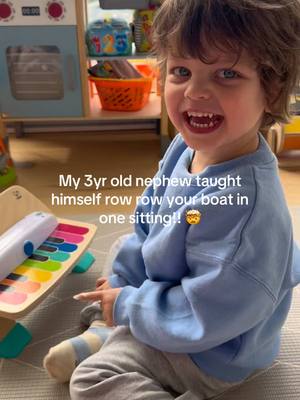 A post by @sydwiseman on TikTok caption: His reaction is priceless 🥹 is he gifted?? #fy #loml #nephew #toddlersoftiktok #music #gifted 