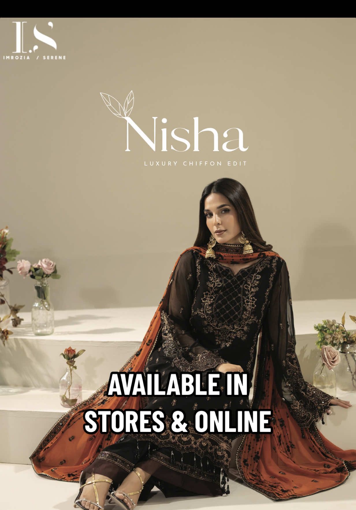 A post by @amayrah.official on TikTok caption: NISHA BY MAJESTIC IMROZIA✨ FINALLY AVAILABLE IN STORES & ONLINE #CapCut #amayrahfashion #amayrahfashionsouthall #pakistanidesignerwear #newstock #imroziapremium #eidcollection2025 #southall #lahore #karachi 
