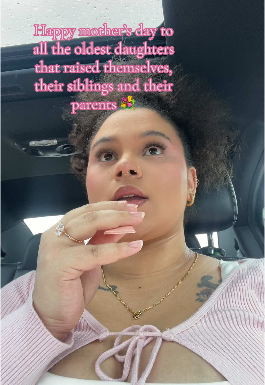 A post by @queennshaee on TikTok caption: Just my yearly post to remind you I see you, beautiful! You deserve your flowers too 💐🥹#mothersday #oldestdaughter 
