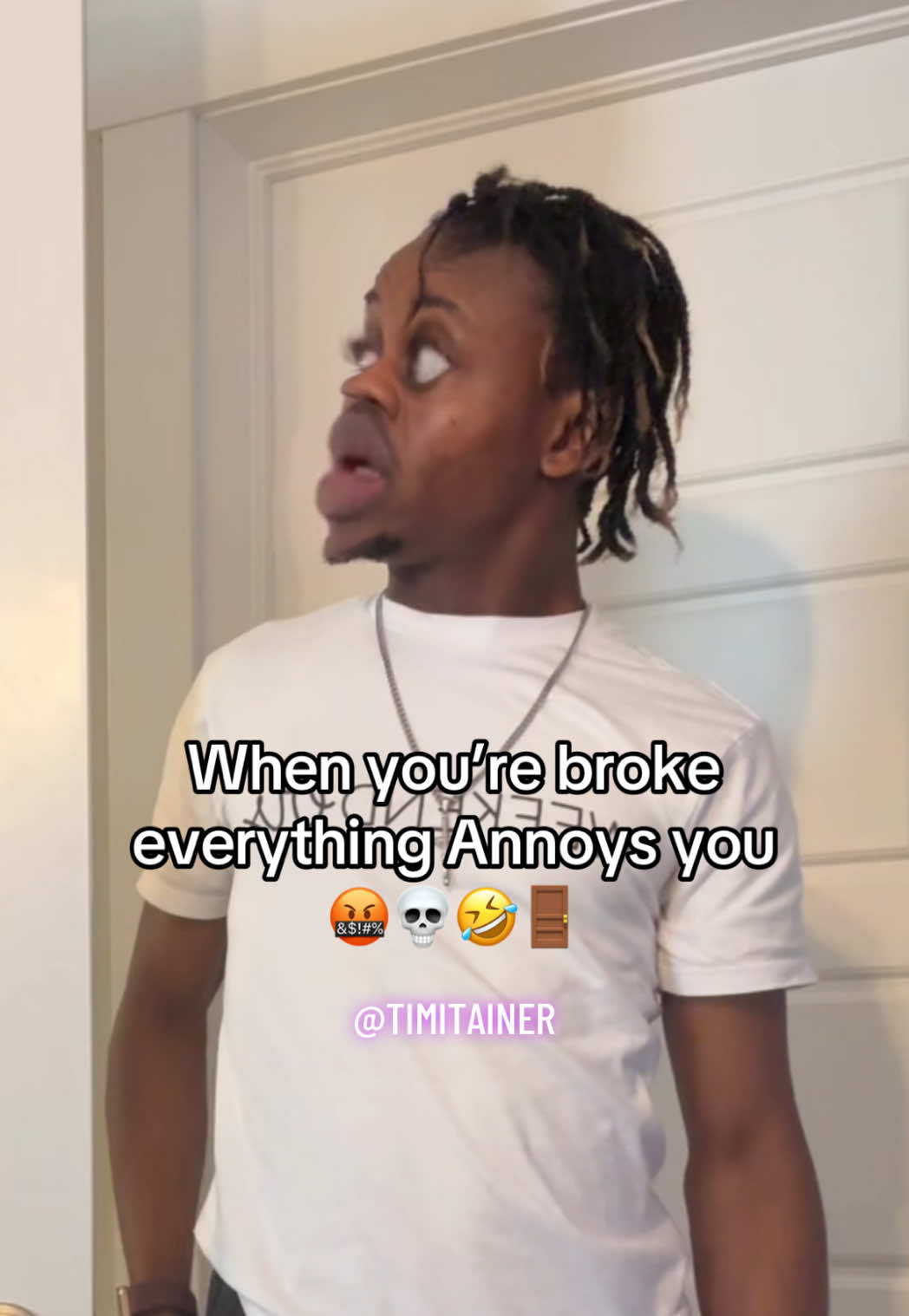 A post by @timitainer on TikTok caption: Silly door 😡🤬🙄 no just make me vex o🧐 #funnytok #fyp #explore #angry #money #naija #Timitainer 
