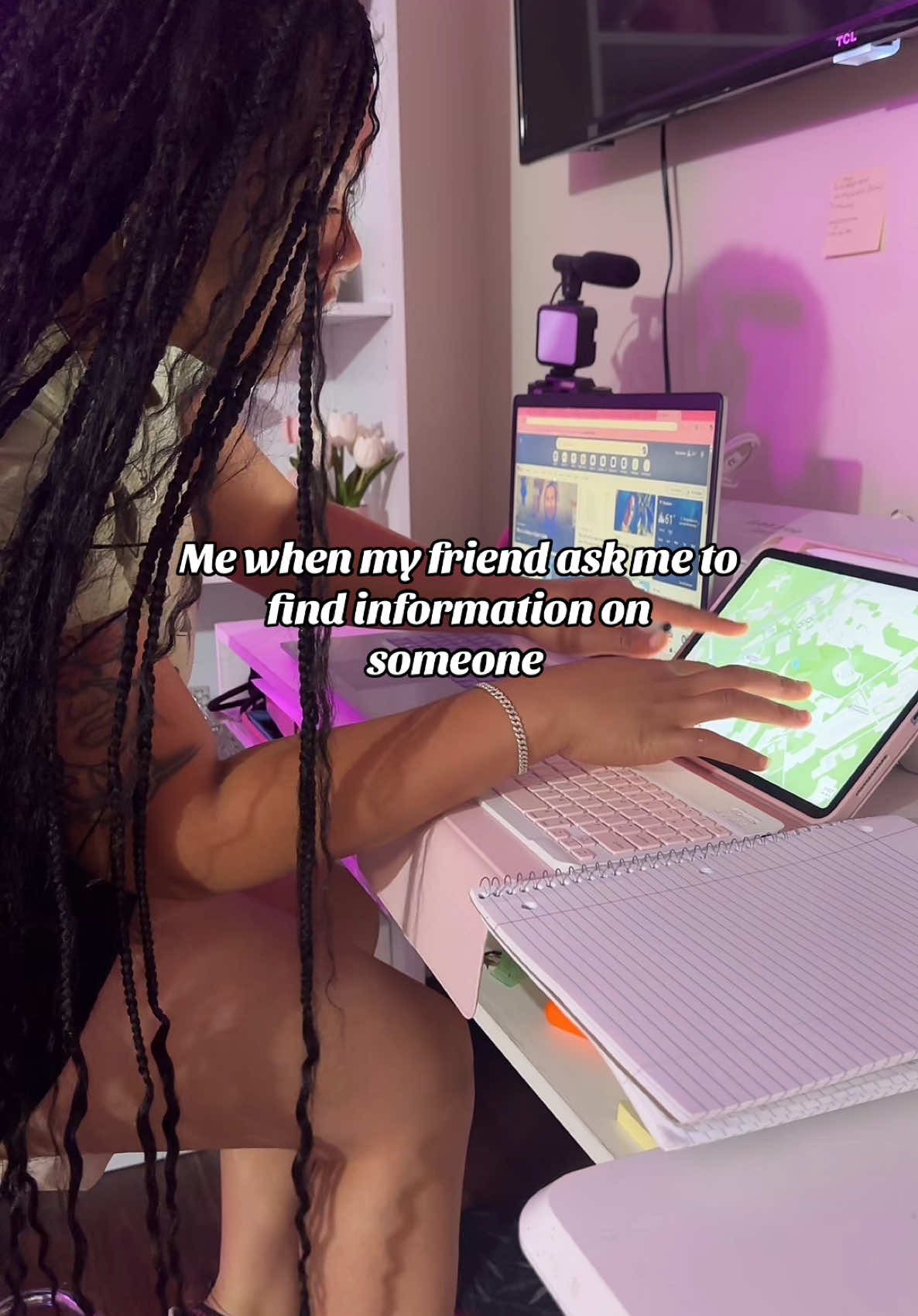 A post by @beyondloved on TikTok caption: I’ll have it in less than 2 mins! #fyp #relatable #girlsgirl 