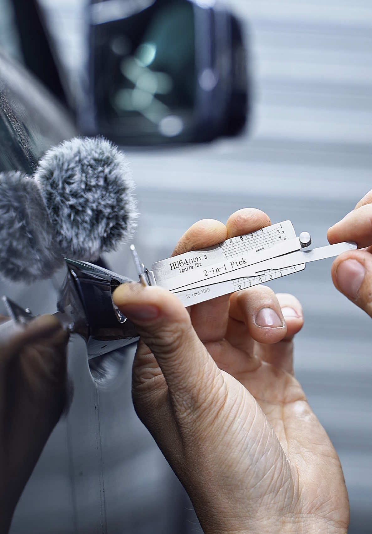 A post by @accessdeniedcarkeys on TikTok caption: ASMR LockPicking A Mercedes E63 #autolocksmith #automobile #accessdeniedcarkeys #lockpicking 