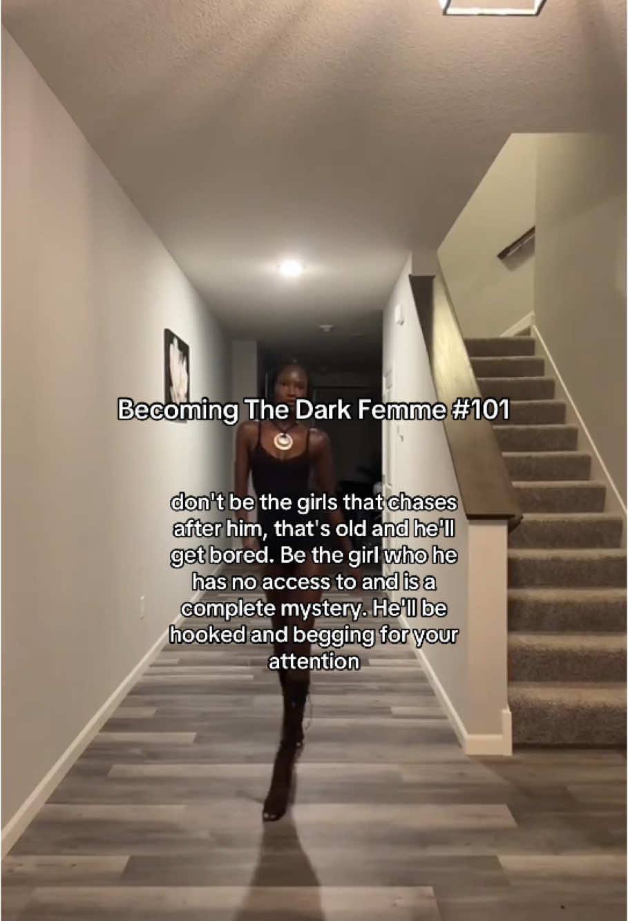 A post by @darkfemmeguide on TikTok caption: more in the “becoming the dark femme” guide in my bio 🖤 #femmefatale #darkfemmerising #femmefataletips #girlboss #fyp 