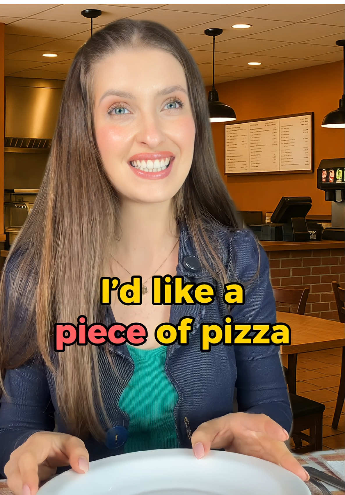 A post by @englishbygiovana on TikTok caption: Ordering pizza and chicken 🍗 