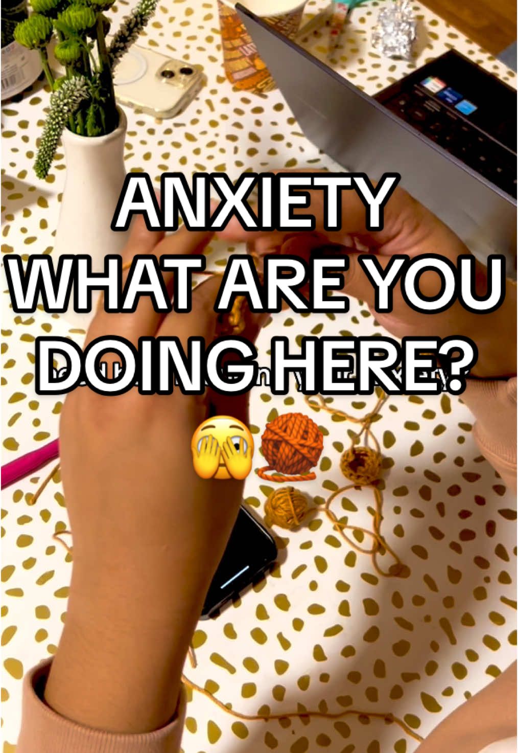 A post by @knotokayclub on TikTok caption: looking for creative ways to cope with anxiety + depression? TRY CROCHET!! 🧶 it’s mental health awareness month and we invite you to learn more about how crochet + crafting promotes mindfulness, relaxation, self-expression and gives you the dopamine boost you need! ❤️‍🩹  ask us anything below! if you’re a black woman or nb looking for a crochet community, visit knotokayclub . org for our Discord server (virtual events + club chapter group chats) 🫶🏾