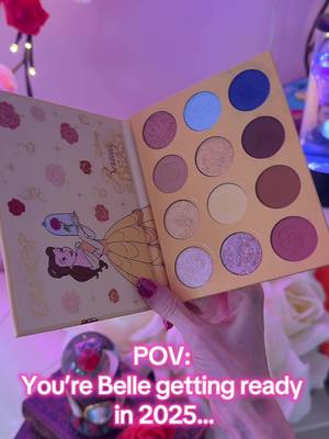 A post by @eugeniaxo on TikTok caption: POV: You’re Belle getting ready in 2025… ✨ An enchanted shimmer, a storybook glow, and a rose-tinted dream… all with the @ColourPop Cosmetics Beauty and the Beast collection 🌹 #colourpop #colourpopcosmetics #disney #beautyandthebeast #disneymakeup #disneyprincessvibes #makeuptok #fairytalecore #aestheticmakeup  