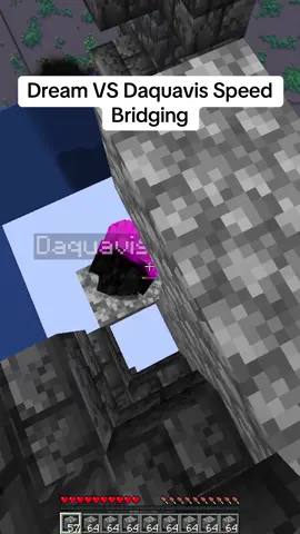 A post by @dreamwastakenwastaken on TikTok caption: Dream VS Daquavis Speed Bridging