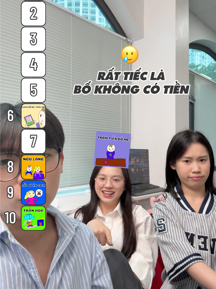 A post by @schannelvn on TikTok caption: Xếp hạng độ "h.ư" của con: Chúng tôi là những bố mẹ dễ tính 👉🏻👈🏻 #schannel #LearnOnTikTok