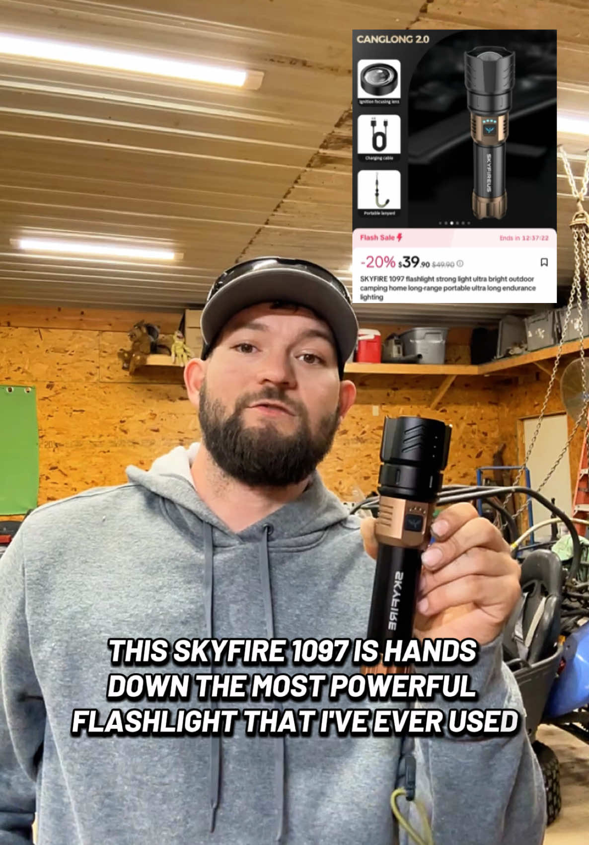 A post by @ on TikTok caption: This ain’t your average flashlight this thing’s a straight-up handheld spotlight 🔦 Metal body ⚙️ Zoom lens 🔍 USB-C ⚡ and it floods light like crazy. Camping? Power out?You’re covered. $39 flash salemove quick before it’s gone ⏳ #flashlightreview #tiktokfinds #gadgets #musthave #campinggear #tiktokmademebuyit #everydaycarry #techtok #tooltok #homeessentials 