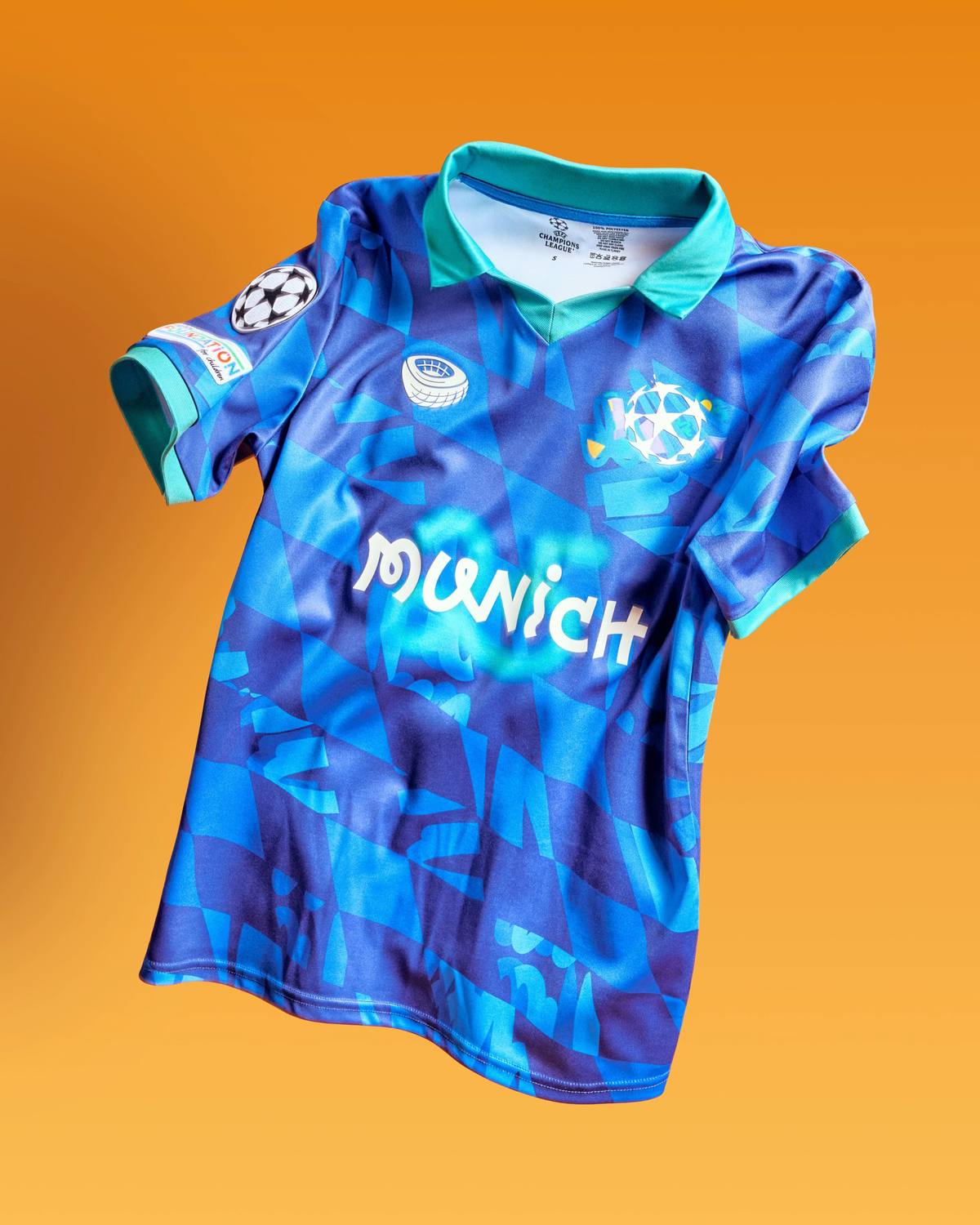 A post by @championsleague on TikTok caption: The official Munich 25 jersey is here 👕👀 available in @EA SPORTS FC and on the UCL online store 🔥#UCLFkit