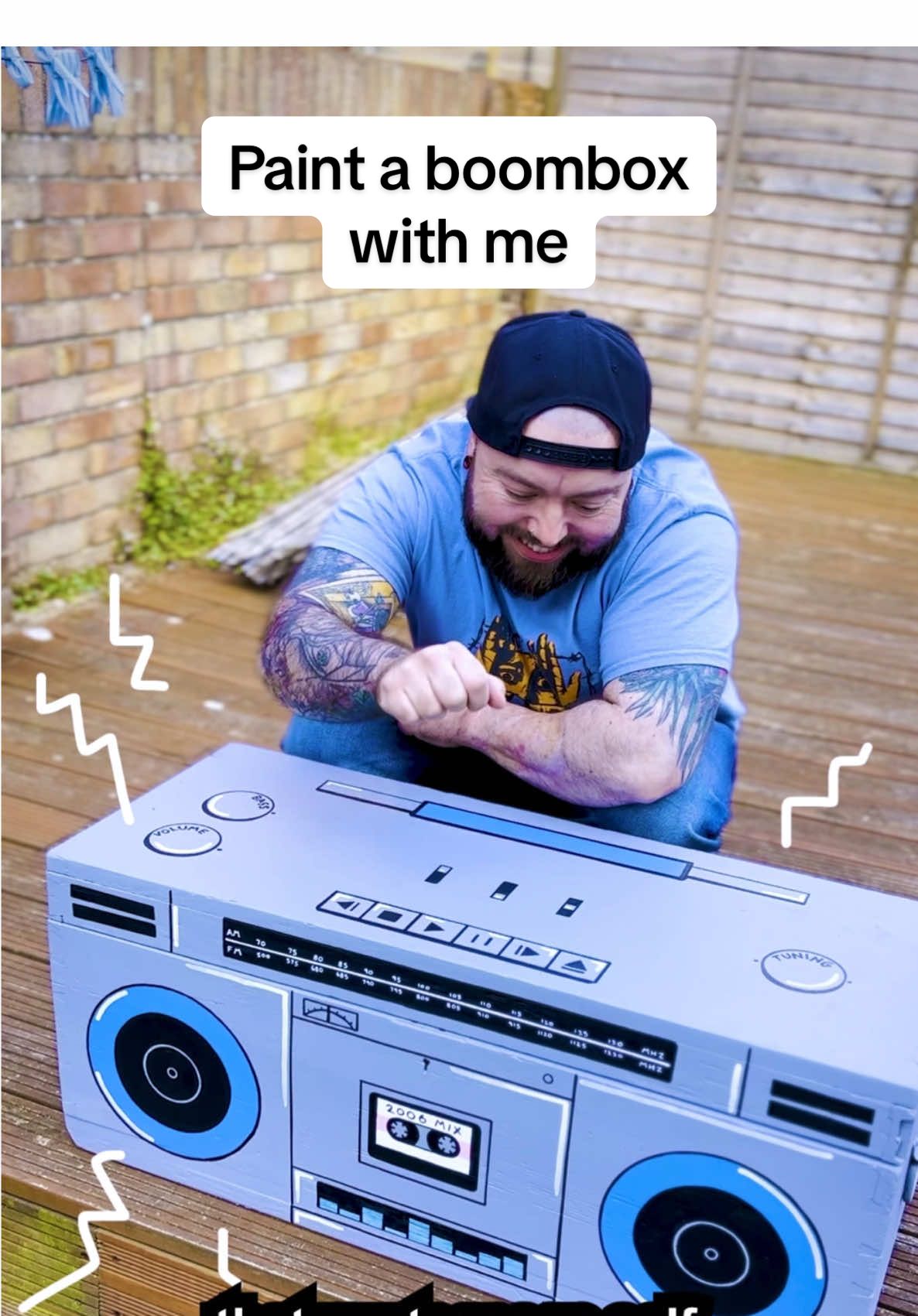 A post by @lewishancoxfilms on TikTok caption: My inner teen took over oops soz mum O_o #emo #boombox #painting #drawwithme #90s #2000s #y2k #art #millennial #fyp 