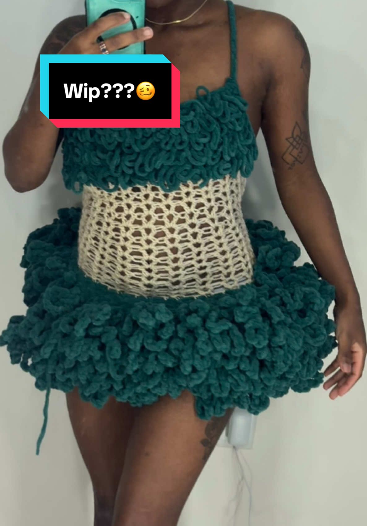 A post by @miathecrocheter on TikTok caption: Helped me get my rhythm back a lil.  #fypシ #crochettiktoks #crochet #crochettiktok #handmade #fashion #crochetersoftiktok #crochetfashion #sustainablefashion 
