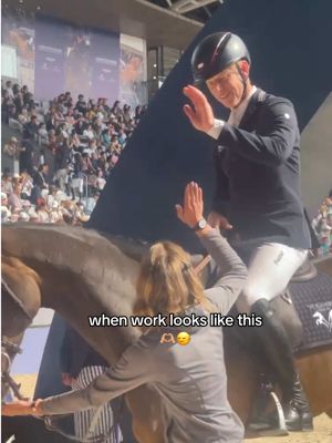 A post by @lgct_official on TikTok caption: Never worked a day in our lives 🙂‍↔️🥰  #showjumping #LGCT #horsetok #equestrian #besties #twohearts 