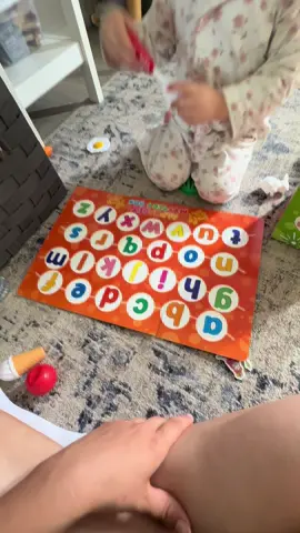 A post by @ on TikTok caption: came home from my trip to this..she’s already obsessed and what a fun way to teach letters! #learning #homeschool #toddler 