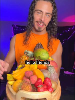 A post by @cainkerner on TikTok caption: Come chill and snack on some #fruit with us! #fruitforthought #mango #dragonfruit #lychee #rambutan 