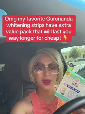 A post by @juliesbeautybydesign on TikTok caption: Omg my favorite Gurunanda whitening strips have extra value pack that will last you way longer for cheap! 👇#gurunanda #gurunandawhiteningstrips #tiktokshopcreatorpicks #tiktokshopmemorialday @Puneet Nanda bridge the gap 
