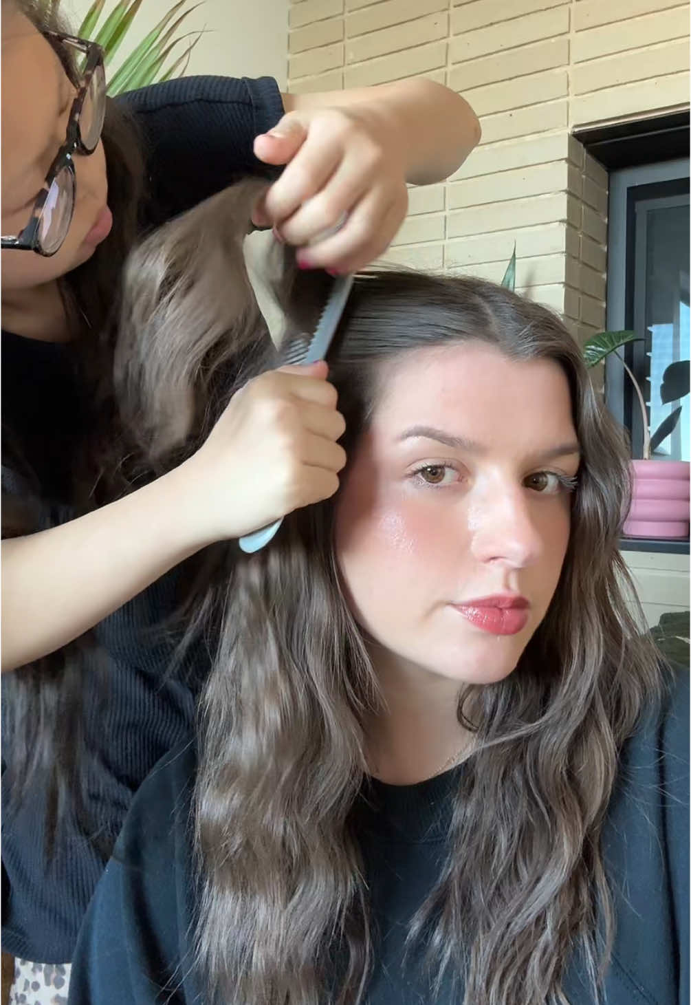 A post by @worthyandkal on TikTok caption: no cuts. no edits. just vibes + an annoying widows peak 🤍😂