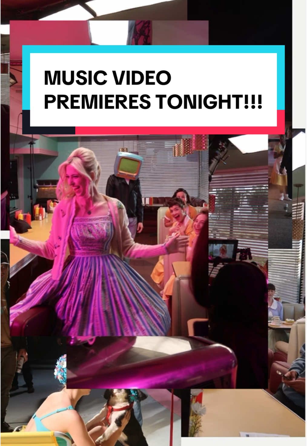 A post by @withakerika on TikTok caption: Please tune in tonight at 9pm pacific time for my professional music video debut 🥹💕 I’m so proud of this #originalmusic #musicvideo #50s #retro #millennial #vintage #costume #voiceactor #singersongwriter 