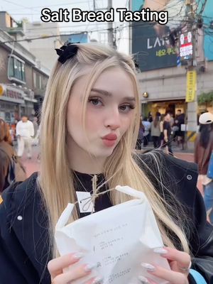 A post by @honeypuu on TikTok caption: Salt Bread Tasting #honeypuu #saltbread #tasting #korea #viral #foryou 