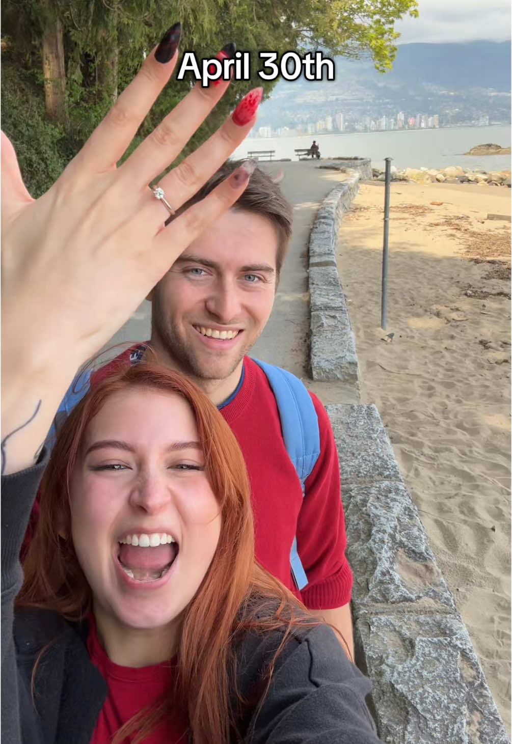 A post by @whosbeth_ on TikTok caption: Don’t mind the tear stains in the last vid✨ #engaged #engement #proposal #intuition #makeup 