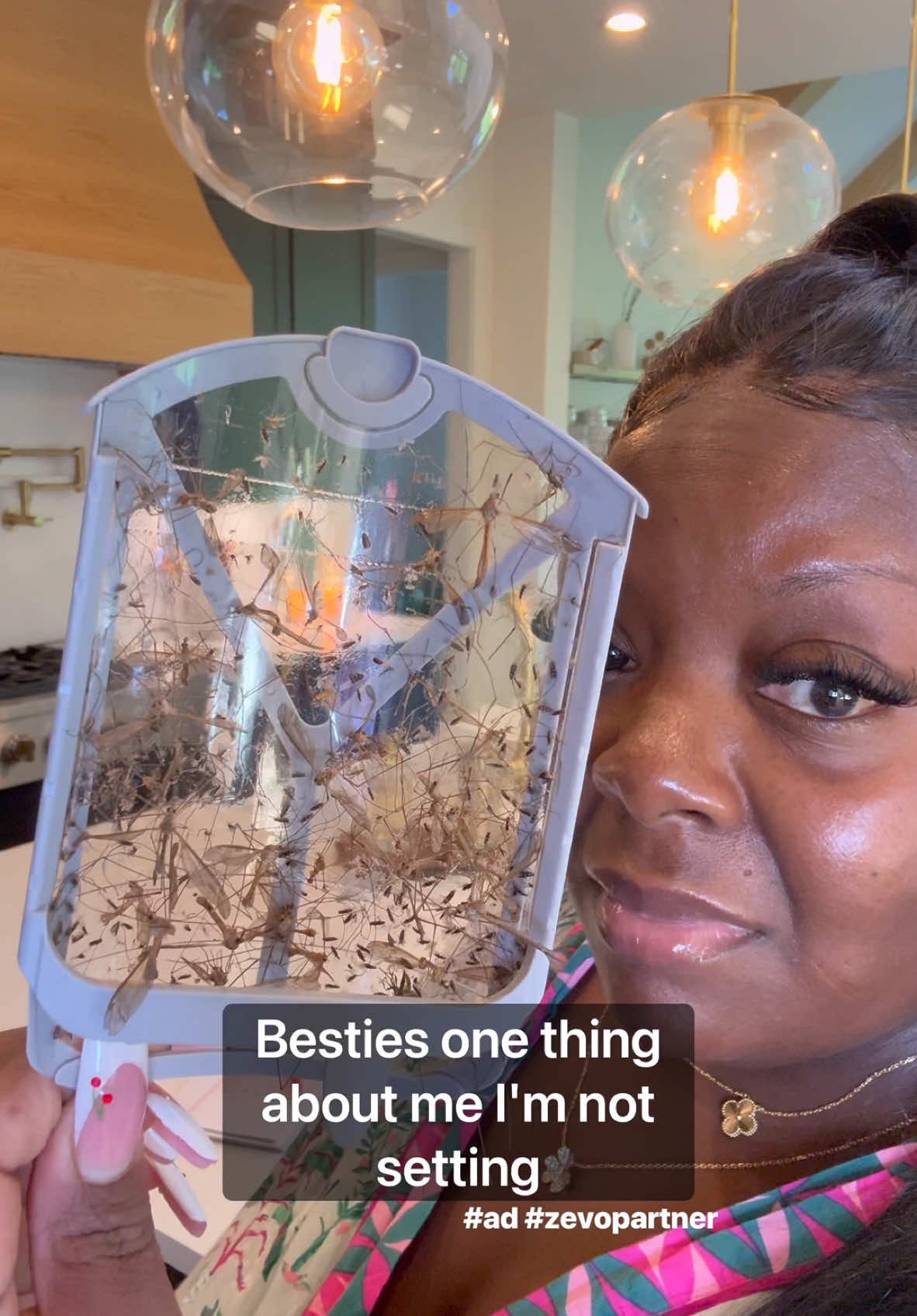 A post by @operation_niki on TikTok caption: #ad #ZevoPartner Besties... you know I had to put you on. If you've been dealing with those tiny flying pests (fruit flies, gnats, house flies... yuck),@Zevo is the move. Zevo is the smarter way to trap bugs and it works 24/7 with blue + UV light, so you can just plug it in and let it do its thing. This is a cleaning essential, trust me. Get yours through the link in bio!