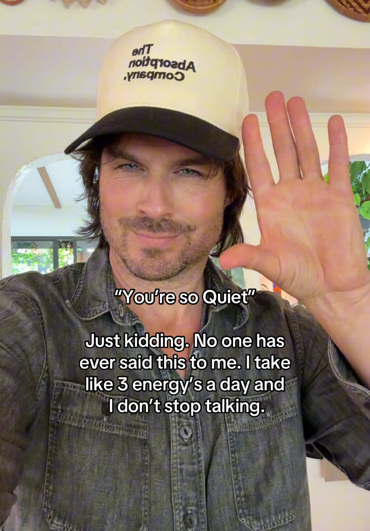 A post by @iansomerhalder on TikTok caption: Endless yapping brought to you by @The Absorption Company Energy.  (okay but don’t take 3 Energy’s a day) 