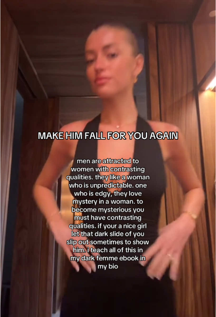 A post by @darkfemmeguide on TikTok caption: more in the “becoming the dark femme” guide in my bio 🖤 #femmefatale #darkfemmerising #femmefataletips #girlboss #fyp #ddf