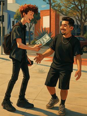 A post by @cashquestusa on TikTok caption: Yesterday we stashed $100 somewhere in Culver City… and boom — one of our subscribers, Oscar, found it! Congrats, bro! It’s just a hundred, but hey — free cash always hits different. But that’s just the warm-up. You’ll soon find out why we’re doing all this… Something BIG is coming. Get ready for the wildest show to hit YouTube — CASH QUEST USA. So smash that subscribe button, grab a mountain of popcorn, and scoot up to your screen — things are about to get crazy. Oh, and shoutout to @heelysworldwide for the dope speedy shoes — real MVPs of the hunt! #cashquestusa #money #quest #treasure #la #fyp #usa #cash #treasurehunt #youtube