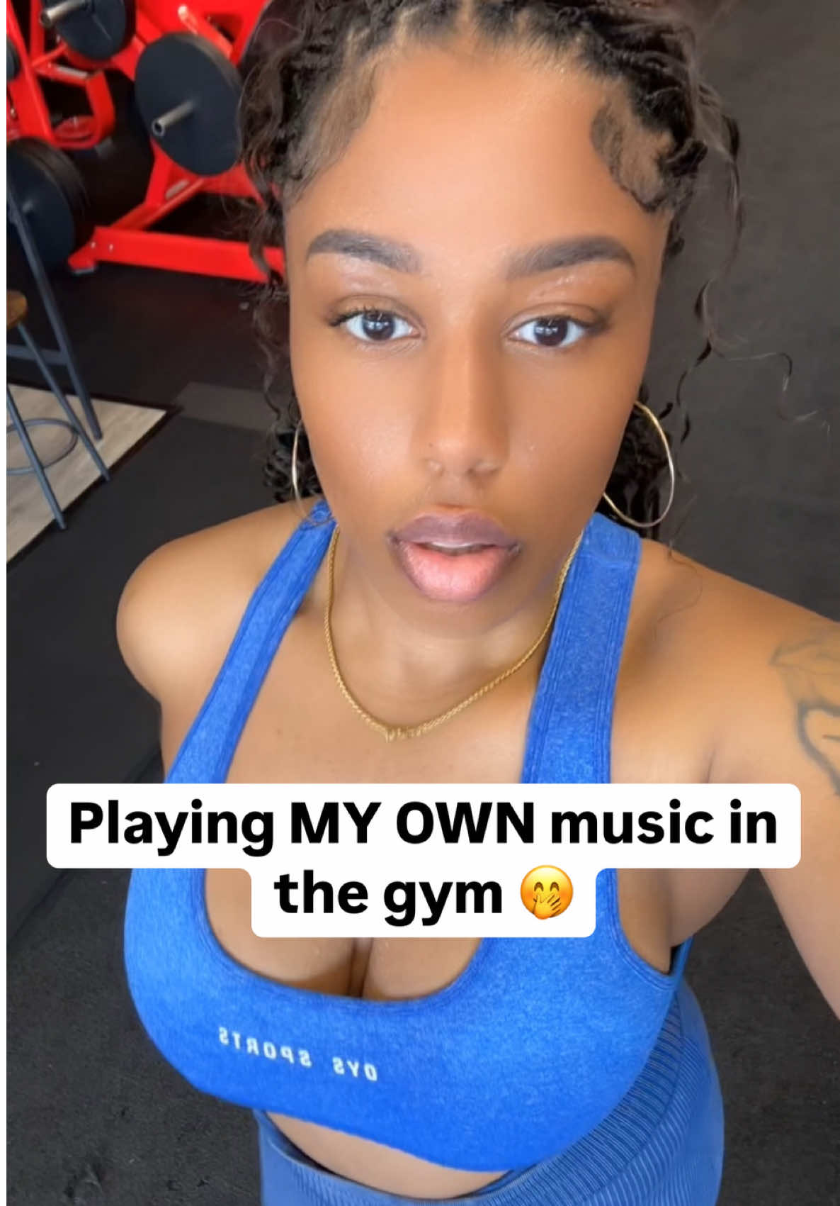 A post by @iamtrinitij on TikTok caption: Playing MY OWN music in the gym because ppl need to hear it. #trinitij #gymtok #gymlife #fitnessjourney 