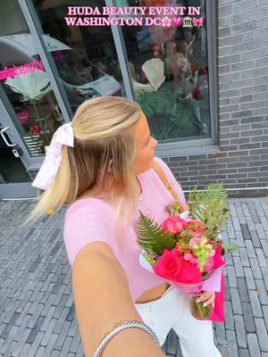 A post by @darcymcqueenyyy on TikTok caption: love taking you guys along for events🤪🫶🏻💝🌷 #washingtondc #hudabeauty #makeup #vlog #virginia #city #influencers #fyp #dc #flowers #flowerbouquet #bouquet #flowershop #comewithme #grwm #grwmroutine #makeuptok @Huda Beauty 