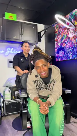 A post by @coco.shinele on TikTok caption: Haircuts, podcast, video shoot, open mic, ITS NUFFIN 😎 @The Real Lil Toonk - black truck OUT NOW ! 