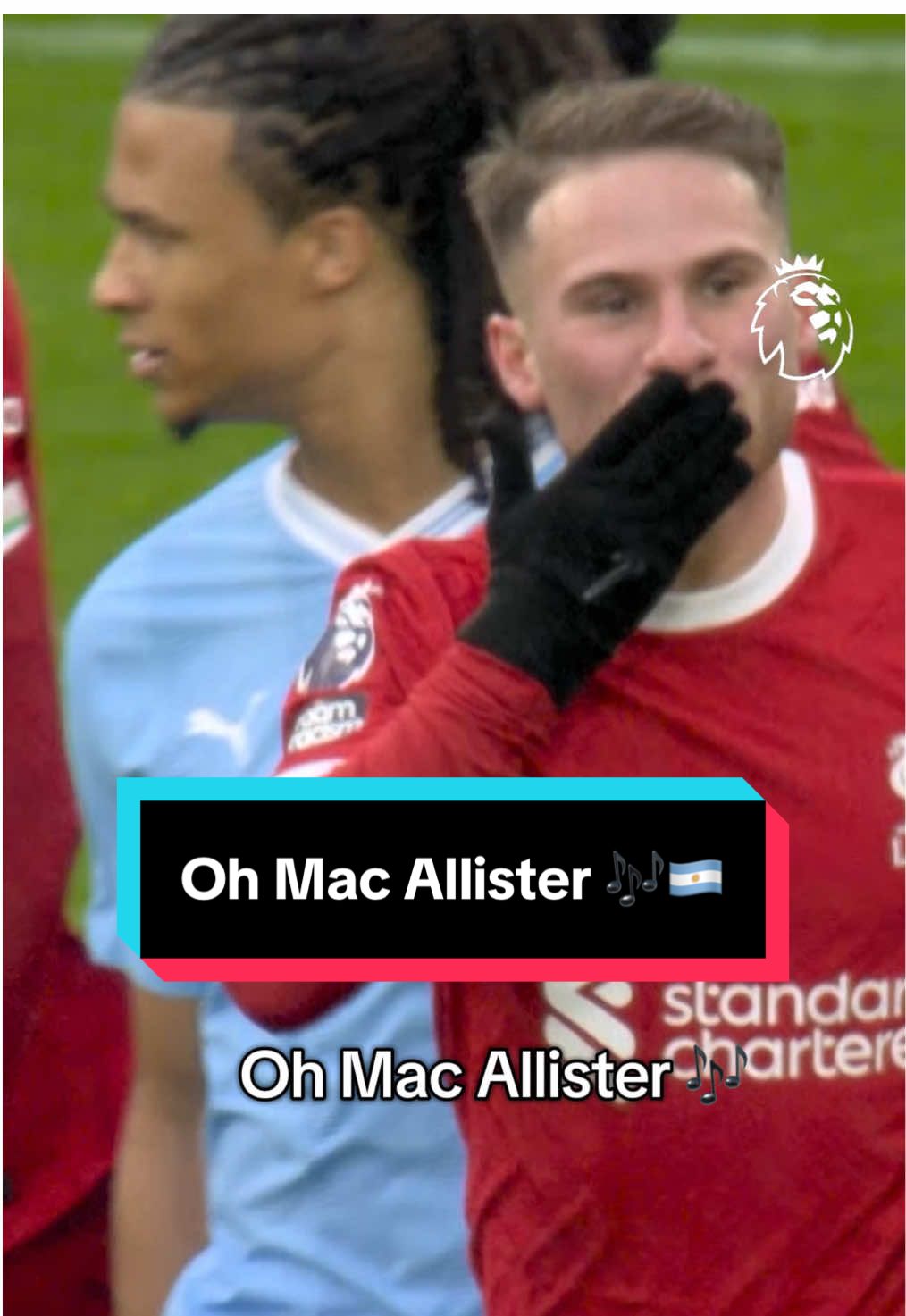 A post by @lapremierleague on TikTok caption: La canción del Liverpool en la voz de Alexis Mac Allister 😍🇦🇷 #PremierLeague #argentina #TikTokDeportes 