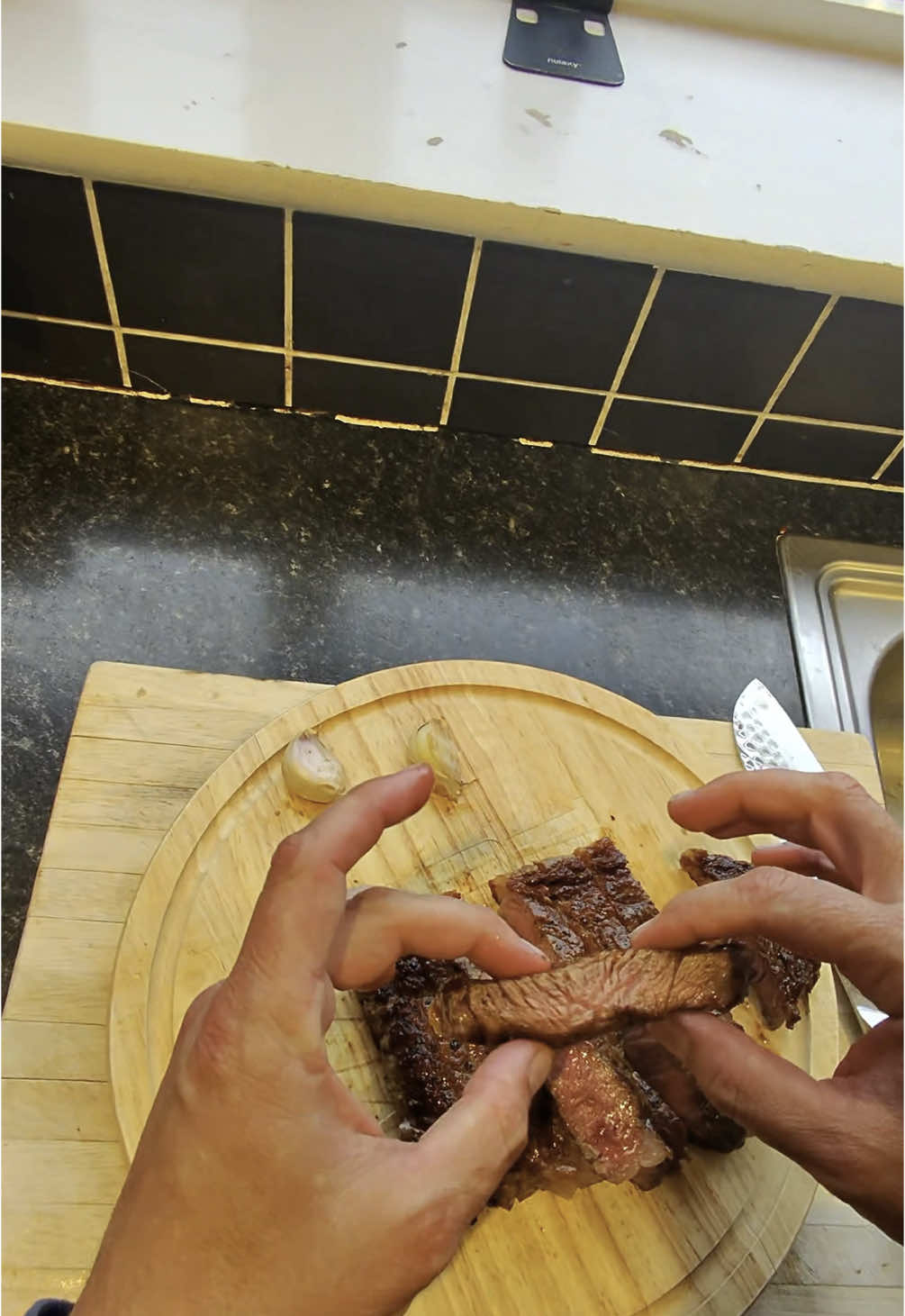 A post by @daddymaycooks on TikTok caption: Great to be back cooking a steak! #fyp #foryou #viral #daddymaycooks #mayfamily #daddymay #dinner #steak #cooking
