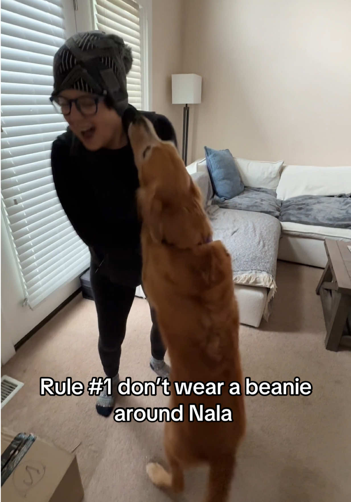 A post by @adventuringwithnala on TikTok caption: Beanies with pompoms are bonus points