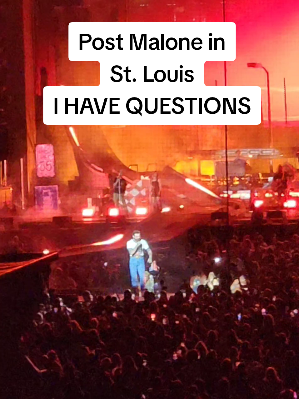 A post by @thedepressedceramicist on TikTok caption: Had a great time seeing Posty but I need answers! #stlouis #buschstadium #stl #postmalone